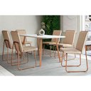 Ver imagem 1 de Sala de Jantar Completa Ariel Maior 1601 Tampo Madeirado C- Vidro 160x80cm e 6 Cadeiras Lira Rose-