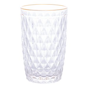 Copo Alto Vidro com Fio de Ouro Bico de Abacaxi 330ml
