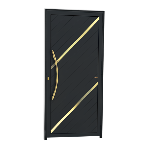 Porta Lambril Duna c/Puxador e. Super Preto Dourado 90 Brimak