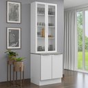 Ver imagem 2 de Kit Balcão + Cristaleira 70cm Branco Veludo Lux Madesa 01