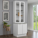 Ver imagem 1 de Kit Balcão + Cristaleira 70cm Branco Veludo Lux Madesa 01