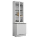 Ver imagem 3 de Kit Balcão + Cristaleira 70cm Branco Veludo Lux Madesa 01