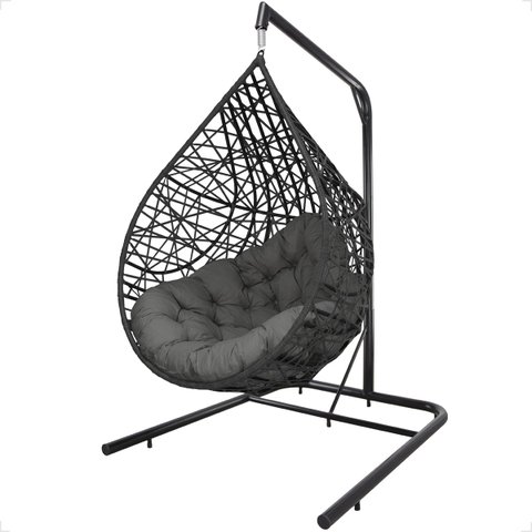 Balanço Suspenso Ninho Gota com Suporte Mola e Mosquetão Almofada Impermeável Gourmet Área Externa:a