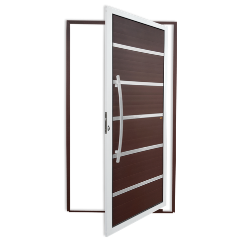 Porta Pivotante Alumínio Lambril Premium c/Puxador e.Mix Corten 100 Brimak
