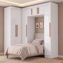 Ver imagem 2 de Guarda Roupas Modulado Closet de Canto Quarto Completo 7 Portas Espaço Cama Solteiro 0,88m Madrid