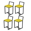 Ver imagem 1 de Kit 4 Banqueta Baixa Para Cozinha Preta Industrial Assento Estofado