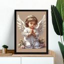 Ver imagem 1 de Quadro Infantil Vintage Anjinho Rezando 24x18cm - com Vidro:moldura Preta