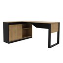 Ver imagem 4 de Mesa em L com Nicho Armário e Porta Correr Me4201 Amêndoa Preto Tecnomobili