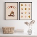 Ver imagem 1 de Kit 2 Quadros Decorativos Yoga- Posições 24x18cm - com Vidro:madeira Branca