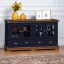 Ver imagem 1 de Balcão Buffet 4 Portas 2 Gav. Prateleiras em Vidro Manchester 2041 Linz Móveis - Azul Petróleo/imbui