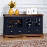 Balcão Buffet 4 Portas 2 Gav. Prateleiras em Vidro Manchester 2041 Linz Móveis - Azul Petróleo/imbui - 1