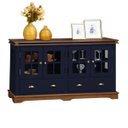 Ver imagem 2 de Balcão Buffet 4 Portas 2 Gav. Prateleiras em Vidro Manchester 2041 Linz Móveis - Azul Petróleo/imbui