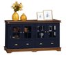 Balcão Buffet 4 Portas 2 Gav. Prateleiras em Vidro Manchester 2041 Linz Móveis - Azul Petróleo/imbui - 2