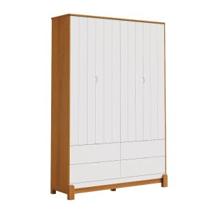 Guarda-roupa Lotus 4 Portas 4 Gavetas Branco/savana Reller
