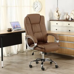 Cadeira Presidente Giratória Almofadada para Escritório Marrom Escuro / Chocolate - Lms-Be-8-661-1 - 1