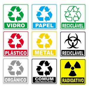 Kit Adesivo Lixo Reciclavel 10cmx10cm Cor Colorido