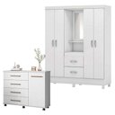 Ver imagem 1 de Cômoda Flora e Guarda Roupa Casal Lord Branco Flex - Demóbile