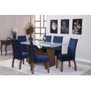 Ver imagem 1 de Kit Capa de Cadeira 4 Peças Suede Veludo Sala de Jantar Protege o Estofado Renova o Visual Azul Mari