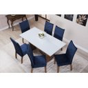 Ver imagem 2 de Kit Capa de Cadeira 4 Peças Suede Veludo Sala de Jantar Protege o Estofado Renova o Visual Azul Mari