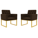 Ver imagem 1 de Kit 2 Poltronas Decorativas para Estúdio e Salão Base Metal Marrom