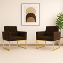 Ver imagem 2 de Kit 2 Poltronas Decorativas para Estúdio e Salão Base Metal Marrom
