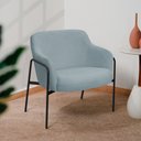 Ver imagem 2 de Kit 02 Poltronas Decorativas Jade Base Aço Preto Bouclé Azul Claro - Nexta Casa