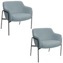 Ver imagem 1 de Kit 02 Poltronas Decorativas Jade Base Aço Preto Bouclé Azul Claro - Nexta Casa