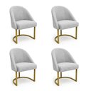 Ver imagem 1 de Kit 04 Cadeiras Poltrona de Jantar Lua Boucle Cinza Base Ferro Dourado Dal Poz Estofados