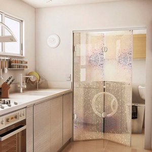 Adesivo Para Vidro Box Banheiro Jateado Decorado Brilho Prova D'Agua - 0,60 x 2,00m