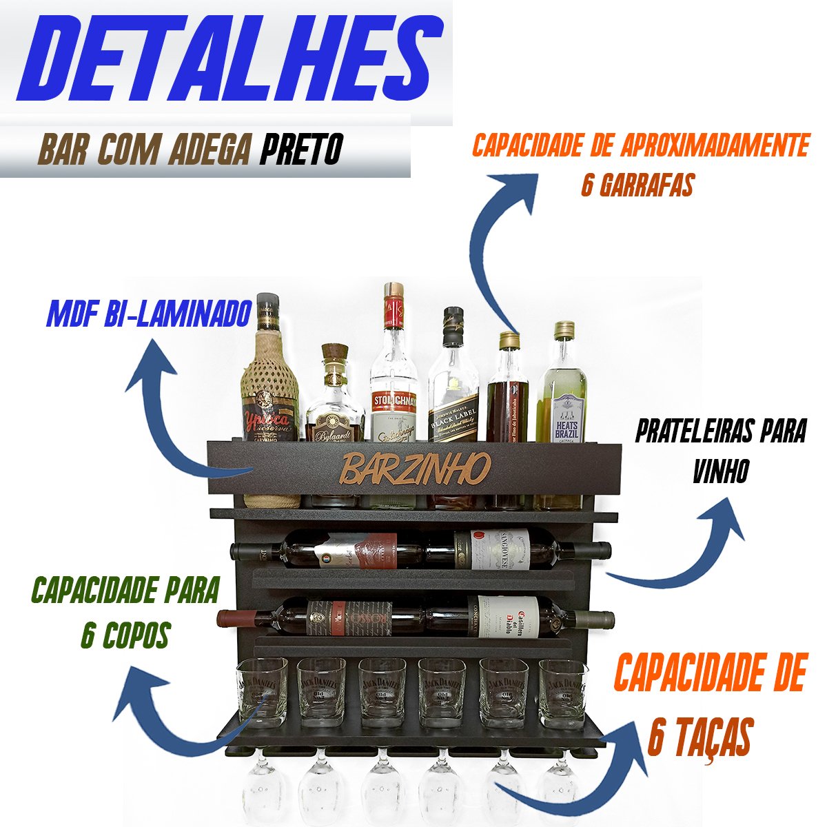 Adega de Parede E Barzinho Whisky Cachaça Boteco Terapia PR - 3