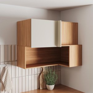 Armário Aéreo Canto Reto 1 Porta com Nicho Aroeira CabeCasa MadeiraOriginals