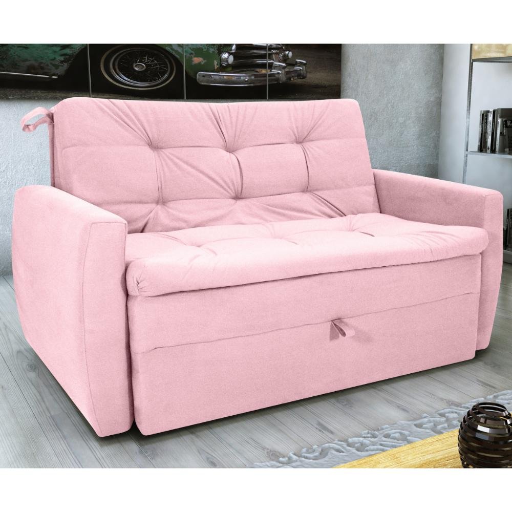 Turke Rosa Sofá Cama 2 Lugares Bray Veludo Turkey Rosa | MadeiraMadeira