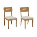 Ver imagem 1 de Cadeira Sala de Jantar Lila 2cmm011ca Premium Madeira Maciça Kit 2 Un Carvalho/linho Bege Caqui -