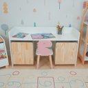 Ver imagem 4 de Escrivaninha Infantil Bancada Organizadora g - Dinossauro Kit Livro Educativo em Madeira - Rosa Bebê
