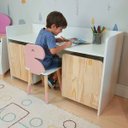Ver imagem 3 de Escrivaninha Infantil Bancada Organizadora g - Dinossauro Kit Livro Educativo em Madeira - Rosa Bebê