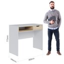 Ver imagem 7 de Mesa Para Computador 90cm 1 Gaveta Bit Branco Fosco/ Tauari Nobre - Colibri