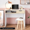 Ver imagem 2 de Mesa Para Computador 90cm 1 Gaveta Bit Branco Fosco/ Tauari Nobre - Colibri