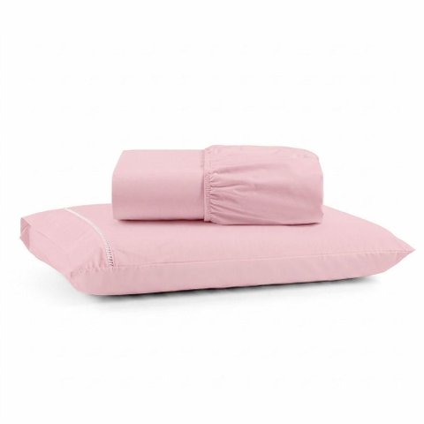 Jogo de Cama Lençol Egipicio Solteiro 2 Peças Micropercal 600 Fios Macio Rosa Casa Show Enxovais