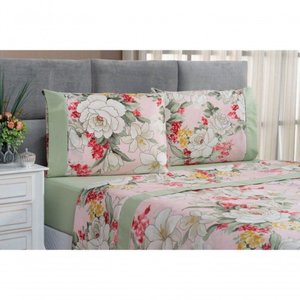 Jogo de Cama Estampado Micropercal 200 Fios Naturale King 04 Peças - Killy.