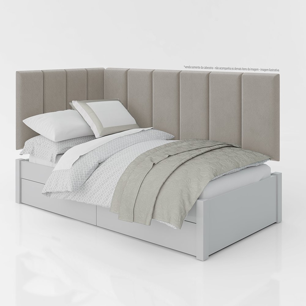 Conjunto de Cabeceira Aurora 1,40x1,95 Cama Box Casal:bege - 2