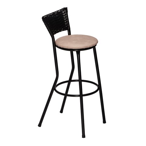 Banco Americano Alta Bar Bistro de Junco Fibra Sintetica:areia/preto