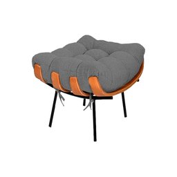 Poltrona Costela com Puff no Bouclê Cinza - Belliv Decor - 3