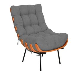 Poltrona Costela com Puff no Bouclê Cinza - Belliv Decor - 2