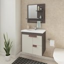 Ver imagem 3 de Gabinete de Banheiro com Cuba e Espelheira Tulipa 60cm Cafe/off White - Mgm