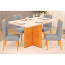 Ver imagem 1 de Conjunto: Mesa Sala Jantar Hera Tampo Madeirado C/ Vidro Reto 120x90cm e 4 Cadeiras Lia Cedro/off