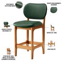 Ver imagem 3 de Banqueta Baixa Bar Cozinha Sala Jantar Fixa Betta L02 Imbuia Facto Verde Musgo - Lyam Decor Banqueta