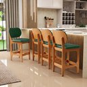 Ver imagem 2 de Banqueta Baixa Bar Cozinha Sala Jantar Fixa Betta L02 Imbuia Facto Verde Musgo - Lyam Decor Banqueta