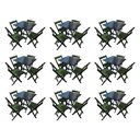 Ver imagem 1 de Kit 9 Mesas De Madeira Dobrável Preto 70X70 Com 4 Cadeiras Dobráveis Verde Verde