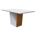 Ver imagem 1 de Mesa de Jantar Tampo com Vidro Lita 160 cm Off White Base Ypê - D’Rossi