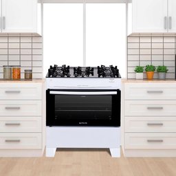 Fogão 5 Bocas Atlas Mônaco Plus Branco com Mesa de Vidro Top Glass - Bivolt - 5